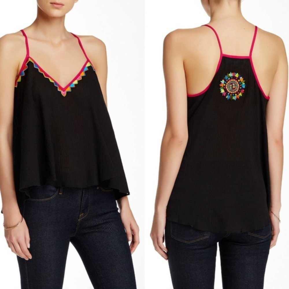 CHRISTOPHE SAUVAT Black Embroidered Leonor Top